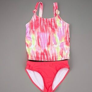 Cat and Jack girls size 10 12 orange yellow pink Vibrant Tie-Dye Kids Swim Set